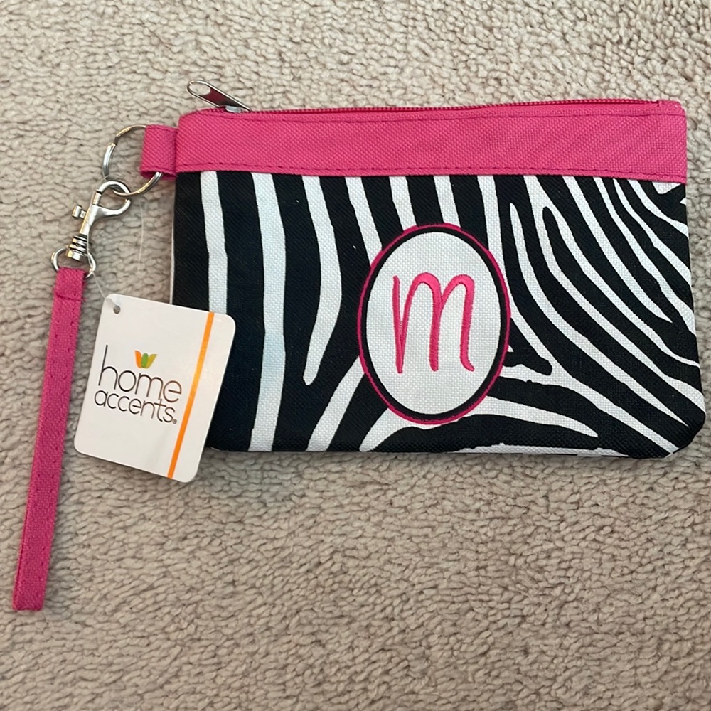 M monogrammed zip wristlet